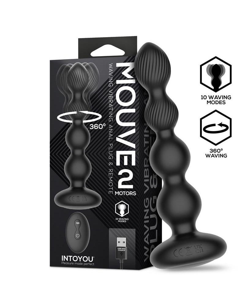 Mouve Plug Anal con Waving y Vibracion con Control Remoto 2 Motores