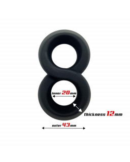 Anillo Doble para el Pene 100 Silicona Liquida 2 cm Negro