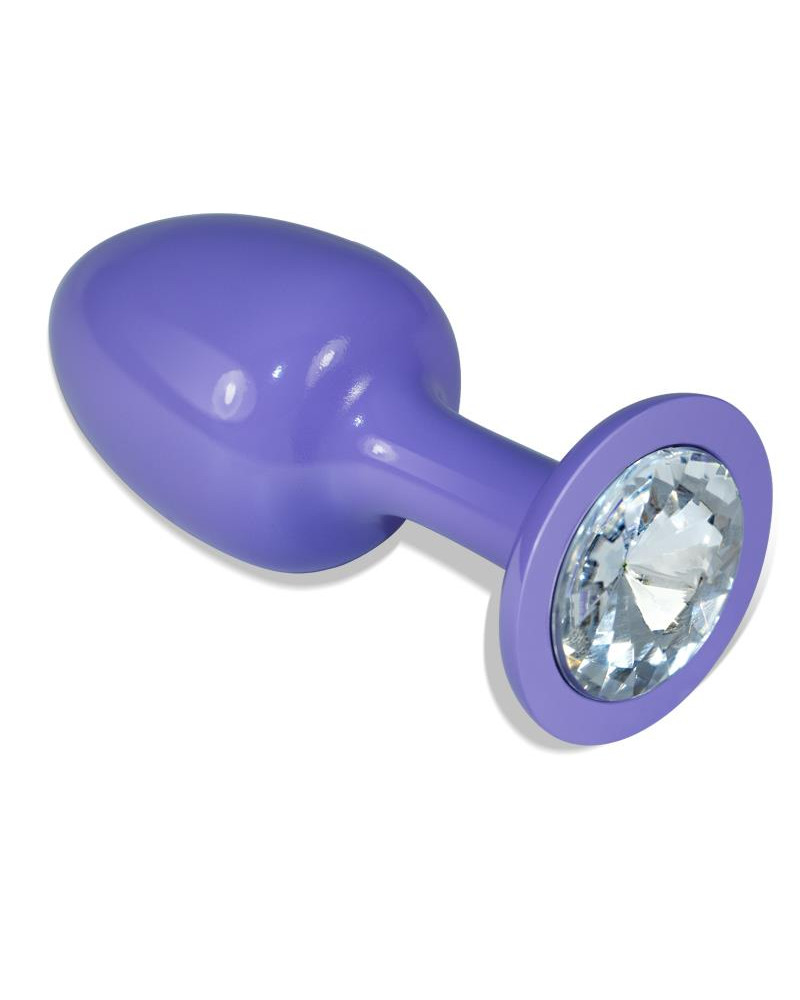 Plug Anal de Metal Purpura Rosebud con Joya Transparene