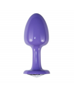 Plug Anal de Metal Purpura Rosebud con Joya Transparene