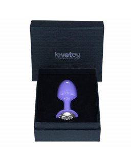 Plug Anal de Metal Purpura Rosebud con Joya Transparene