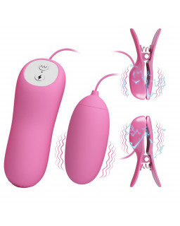 Pinzas para Pezones y Huevo Vibrador con Electro shock