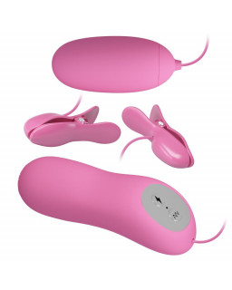 Pinzas para Pezones y Huevo Vibrador con Electro shock