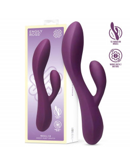 Bacall 20 Vibrador Silicona Liquida Inyectada Doble Motor USB Purpura