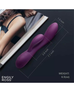 Bacall 20 Vibrador Silicona Liquida Inyectada Doble Motor USB Purpura