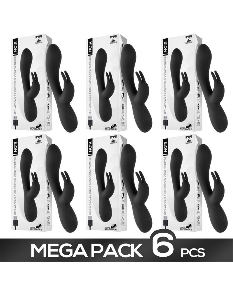 Pack de 6 Noir Vibrador Silicona Liquida Inyectada 2 Motores USB