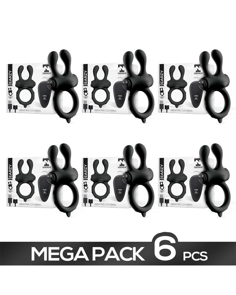 Pack de 6 Earzy Anillo Vibrador con Control Remoto USB Magnetico Silicona