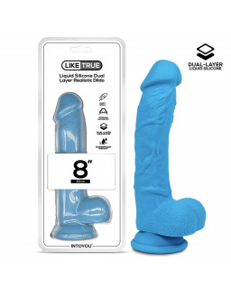 Dildo Realista Silicona Liquida Dual Layer 8 Azul