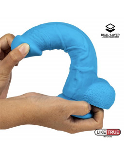 Dildo Realista Silicona Liquida Dual Layer 8 Azul