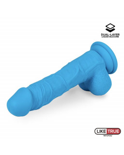 Dildo Realista Silicona Liquida Dual Layer 8 Azul