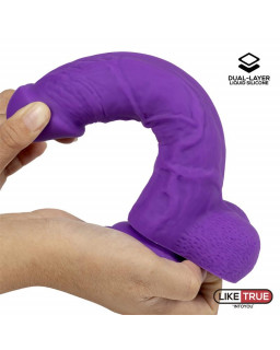 Dildo Realista Silicona Liquida Dual Layer 8 Purpura