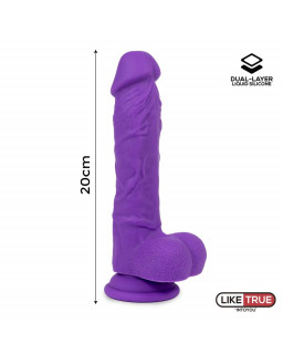 Dildo Realista Silicona Liquida Dual Layer 8 Purpura