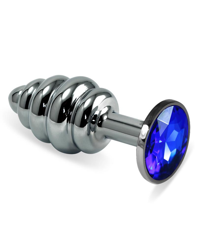 Plug Anal en Espiral Rosebud con Joya Azul Oscuro