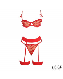 Zoey Set Sujetador Tanga y Liguero con Corazones Rojo