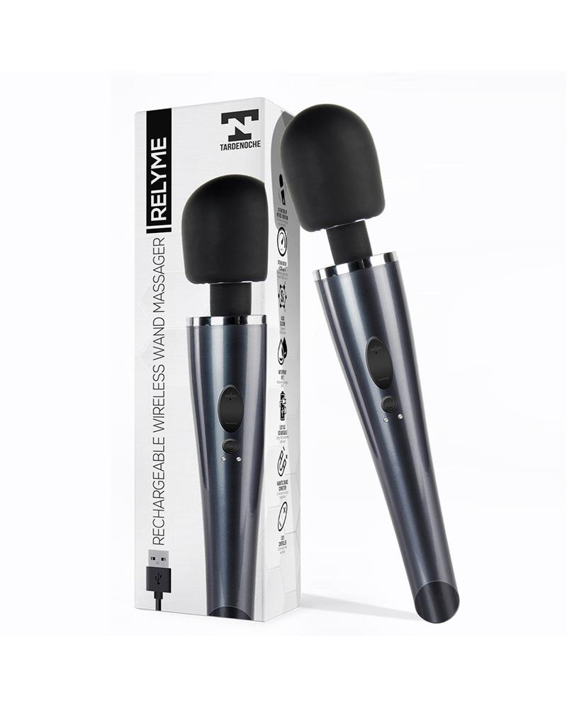 Wand Massager Relyme USB Silicone Black