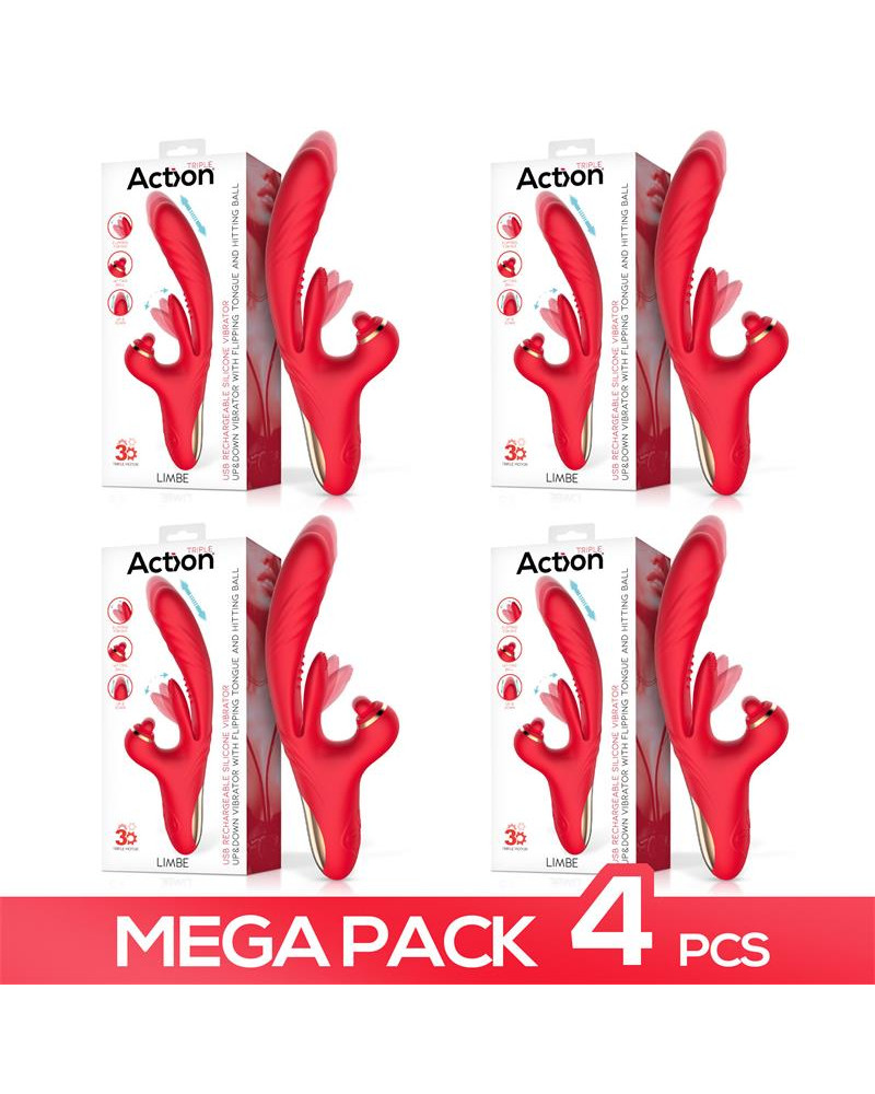 Pack de 4 Limbe Vibrador con Lengua Flip Flap Bola Percutora y Up and Down