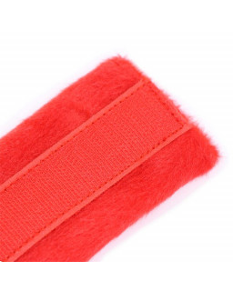 Esposas de Tela con Velcro para Munecas con Pelo Largo Rojo