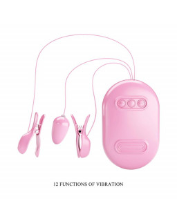 Surprise Box Huevo Vibrador y Pinzas para Pezones con Electro Estimulacion Rosa