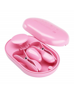 Surprise Box Huevo Vibrador y Pinzas para Pezones con Electro Estimulacion Rosa