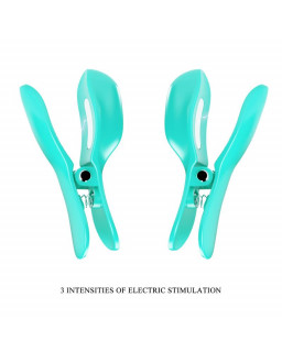 Surprise Box Huevo Vibrador y Pinzas para Pezones con Electro Estimulacion Azul