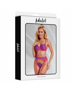 Stella Set Sujetador Tanga Liguero y Liga Purpura y Rosa