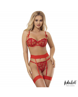 Zoey Set Sujetador Tanga y Liguero con Corazones Rojo