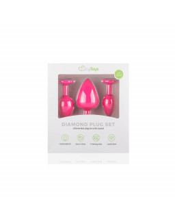 Set 3 Plug Anal con Cristal Silicona Rosa