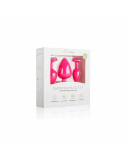 Set 3 Plug Anal con Cristal Silicona Rosa