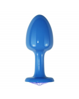 Plug Anal de Metal Azul Rosebud con Joya Azul