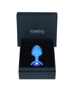 Plug Anal de Metal Azul Rosebud con Joya Azul