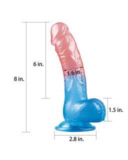 Dildo Dazzle Studs 8 Rosa y Azul