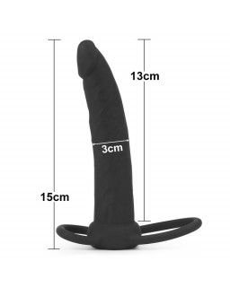 Dildo Anal con Doble Anillo Negro